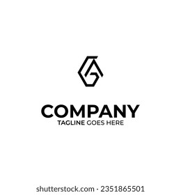 Initial G and A lettering logo design. GA creative modern black letters logo design template