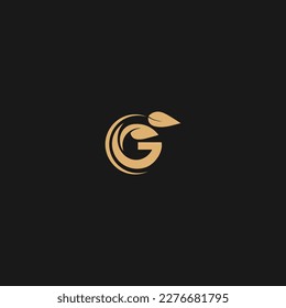 Initial G Lettermark Leaf Circle Vector Symbol Graphic Logo Design Template
