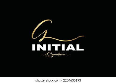 Initial G Logo Design in Elegant Gold Handwriting Style. G Signature Logo or Symbol for Wedding  Fashion  Jewelry  Boutique  and Business Brand Identity