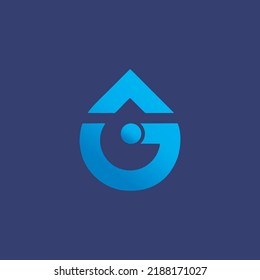 Initial G logo design with water drop shape