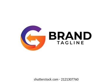 Initial G Logo. letter G and arrow combination Usable for Business and logistic Logos, Flat Vector Logo Design Template, vector illustration	