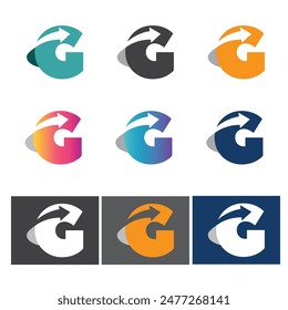 Initial G logo. letter G with arrow inside, usable for business, trading and logistic logos.
