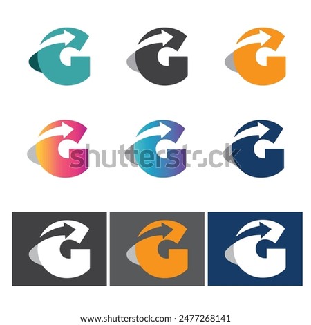 Initial G logo. letter G with arrow inside, usable for business, trading and logistic logos.
