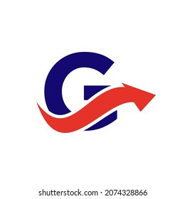 Logo Inicial De G, Letra G Y Signo De Combinación De Flecha Financiera. Logotipo De Finanzas Sobre El Concepto De Letra G. Logo De Marketing Y Negocios Financieros