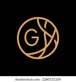 Initial G logo, letter G inside abstract circle shape, line art style vector