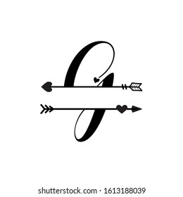 Initial g love monogram split letter vector isolated