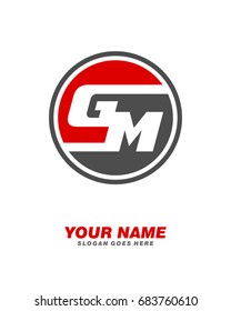 Initial G M circle logo template vector
