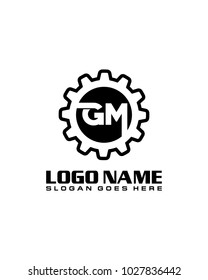 Initial G & M gear logo template vector