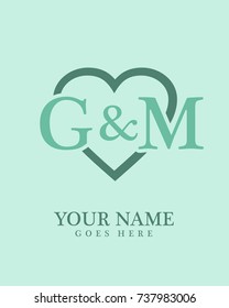 Initial G & M with love background logo template vector