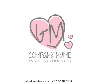 Initial G M with love logo template vector