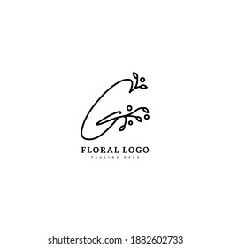 Initial G minimalis monogram logo with flourish ornament. Typography for company and business logo.