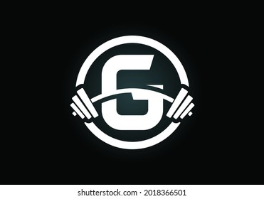 Initial G monogram alphabet with a barbell. Lifting vector logo design. Modern vector logo for bodybuilding, gym, fitness club, business, and company identity