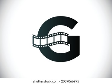 Initial G monogram alphabet incorporated with film reel. Video and movie logo concept. Font emblem. Logo for the entertainment business and company identity