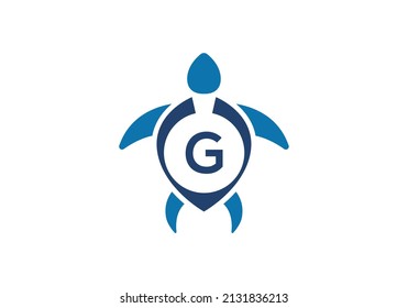 Initial G monogram alphabet with Turtle. turtle logo design vector template. Font emblem. Modern vector logo for business and company identity
