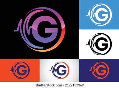 Initial G monogram with health Pulse. Heartbeat logo design. Logo for medical or health business