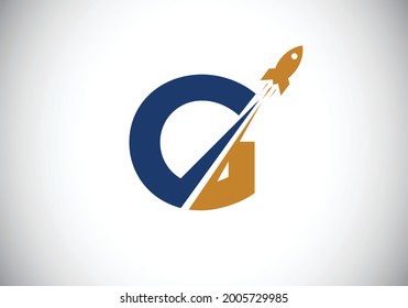 Initial G monogram letter alphabet with a Rocket logo design. Rocket icon. Font emblem. Modern vector logotype for business and company identity.