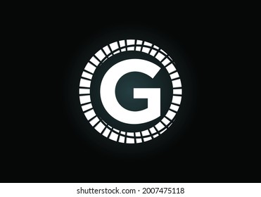 Initial G monogram letter alphabet in an abstract sunburst circle. Font emblem. Sunburst icon sign symbol. Modern vector logo design for business and company identity.