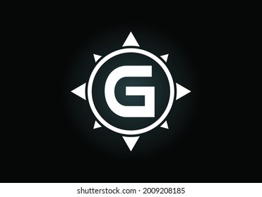 Initial G monogram letter alphabet in a compass. Font emblem. Compass logo sign symbol. Modern vector logo design for business and company identity.