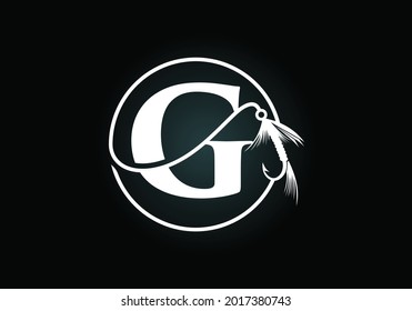 Initiales G-Monogramm-Buchstabenalphabet mit Angelhaken. Logo-Konzept der Fischerei, Vektorgrafik. Modernes Logo-Design für Angelshop, Business und Firmenidentität.