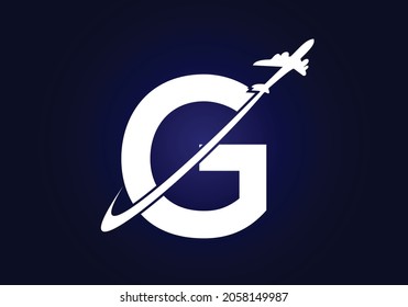 Initial G monogram letter alphabet with a travel logo design. Font emblem. Modern vector logotype for business and company identity.