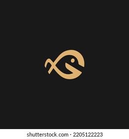 Alfabeto inicial de G monograma con pesca. Ilustración vectorial del concepto del logotipo de pesca. Diseño de logotipo moderno para tienda de pesca,