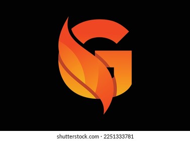 Initial G monogram letter with a swoosh or flame. Fire flames or swoosh design vector illustration