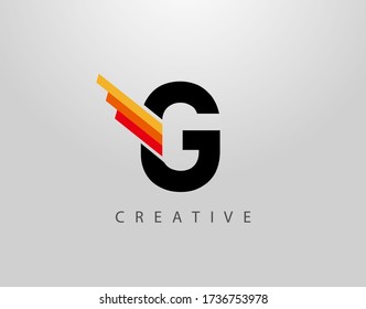 Initial G Monogram Logo. Abstract Wing and Strip G letter Icon