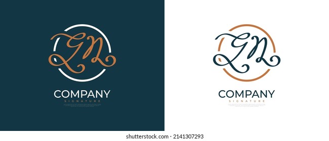 Initial G and N Logo Design in Elegant and Minimalist Handwriting Style. GN Signature Logo or Symbol for Wedding, Fashion, Jewelry, Boutique, and Business Identity
