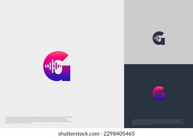 Initial G with negative beat voice equalizer icon template flat style Modern creative logo template
