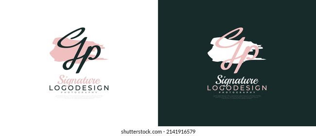 Initial G and P Logo Design in Elegant and Minimalist Handwriting Style. GP Signature Logo or Symbol for Wedding, Fashion, Jewelry, Boutique, and Business Identity