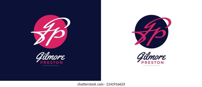 Initial G and P Logo Design in Elegant and Minimalist Handwriting Style. GP Signature Logo or Symbol for Wedding, Fashion, Jewelry, Boutique, and Business Identity