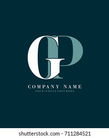 Initial G and P simple design logo template vector