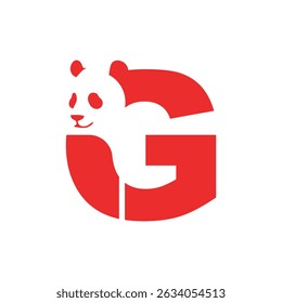 Initial G Panda logo icon vector design template, logo for brand and etc