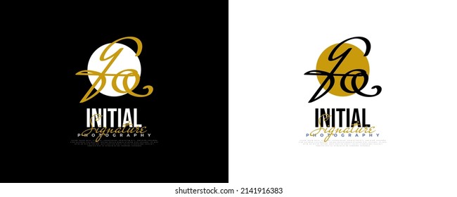 Initial G and Q Logo Design in Elegant and Minimalist Handwriting Style. GQ Signature Logo or Symbol for Wedding, Fashion, Jewelry, Boutique, and Business Identity