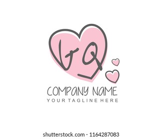 Initial G Q with love logo template vector