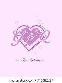 Initial G & Q wedding invitation logo template vector