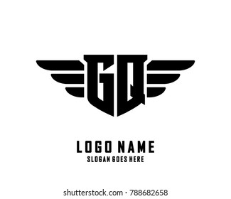 Initial G & Q wing logo template vector