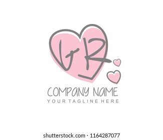 Initial G R with love logo template vector