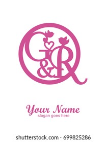 Initial G & R wedding logo template vector