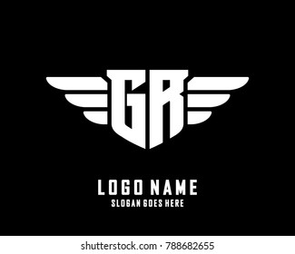 Initial G & R wing logo template vector