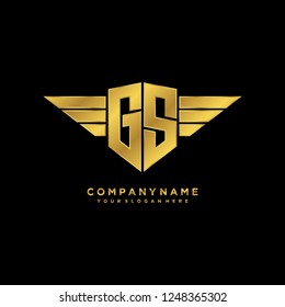 Initial G S wing logo template vector
