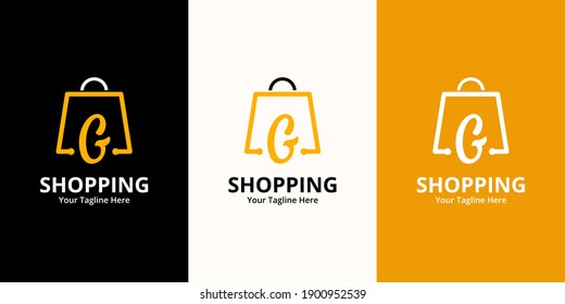 Initial  G Shop Logo designs Template. Illustration vector graphic of  letter and shop bag combination logo design concept. Perfect for Ecommerce,sale, discount or store web element. Company emblem