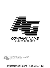 Initial A G speed line logo template vector