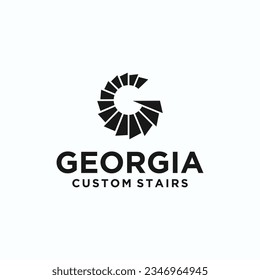 initial g with stairs logo design vector silhouette illustration