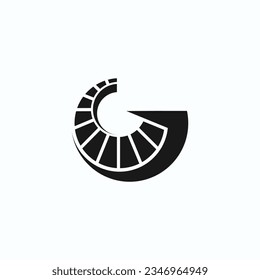 initial g with stairs logo design vector silhouette illustration