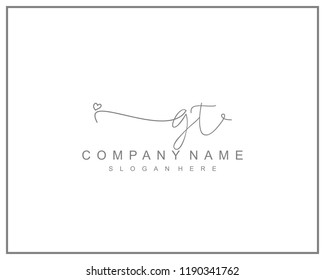 Initial G T handwriting logo template vector