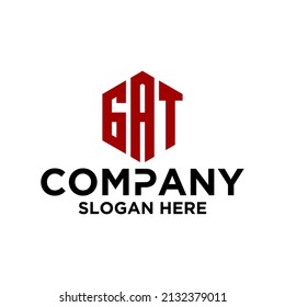 Initial G A T hexagon logo vector