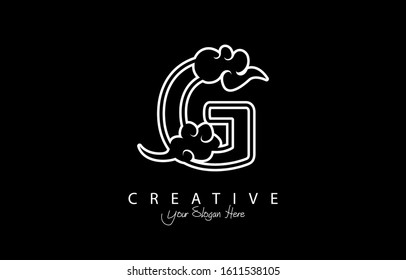 Initial G Trendy Design Logo Concept. Creative Icon Logo with White Cloud Vector Illustration.