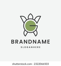 Initial G  with Turtle. turtle logo design vector template. 