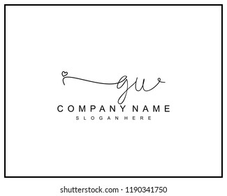 Initial G U handwriting logo template vector